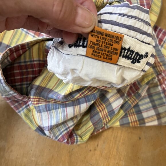 Taylor Vintage Reversible Madras/Patchwork/Striped Men’s Shorts Sz 32/33 - Picture 6 of 11